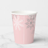 Baby its Cold Outdoor Pink Snowflakes Babydusche Pappbecher (Rechts)