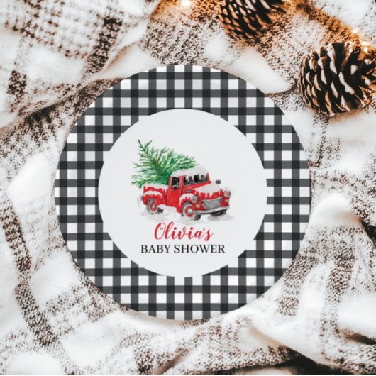 Baby its Cold Outdoor Red Truck Baby Shower Pappteller