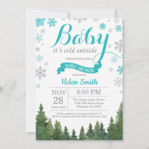 Baby its Cold Outdoor Winter Aqua Baby Shower Einladung