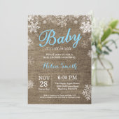Baby its Cold Outdoor Winter Blue Boy Baby Shower Einladung (Stehend Vorderseite)