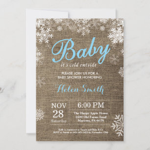 Baby its Cold Outdoor Winter Blue Boy Baby Shower Einladung