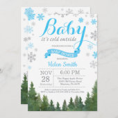 Baby its Cold Outdoor Winter Blue Boy Baby Shower Einladung (Vorne/Hinten)