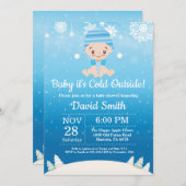 Baby its Cold Outdoor Winter Boy Baby Shower Einladung (Vorne/Hinten)