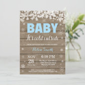 Baby its Cold Outdoor Winter Boy Baby Shower Einladung (Stehend Vorderseite)