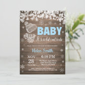 Baby its Cold Outdoor Winter Boy Baby Shower Einladung (Stehend Vorderseite)