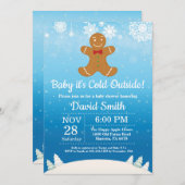 Baby its Cold Outdoor Winter Boy Baby Shower Einladung (Vorne/Hinten)