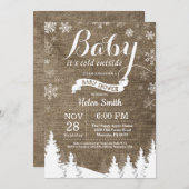 Baby its Cold Outdoor Winter Forest Baby Shower Einladung (Vorne/Hinten)