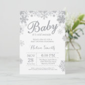 Baby its Cold Outdoor Winter Gray Baby Shower Einladung (Stehend Vorderseite)