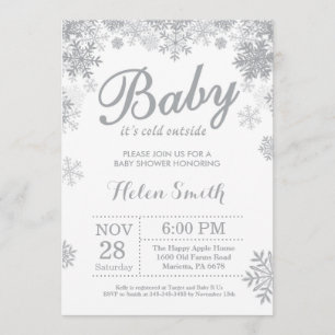Baby its Cold Outdoor Winter Gray Baby Shower Einladung