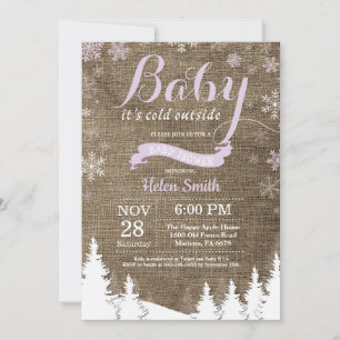 Baby its Cold Outdoor Winter Lila Baby Shower Einladung
