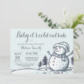 Baby its Cold Outdoor Winter Snowman Baby Shower Einladung (Stehend Vorderseite)