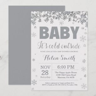Baby its Cold Outdoorsilber and Gray Baby Shower Einladung