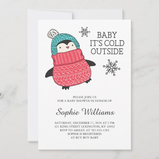 Baby It's Cold Outisde Winter Baby Dusche Einladung (Vorderseite)