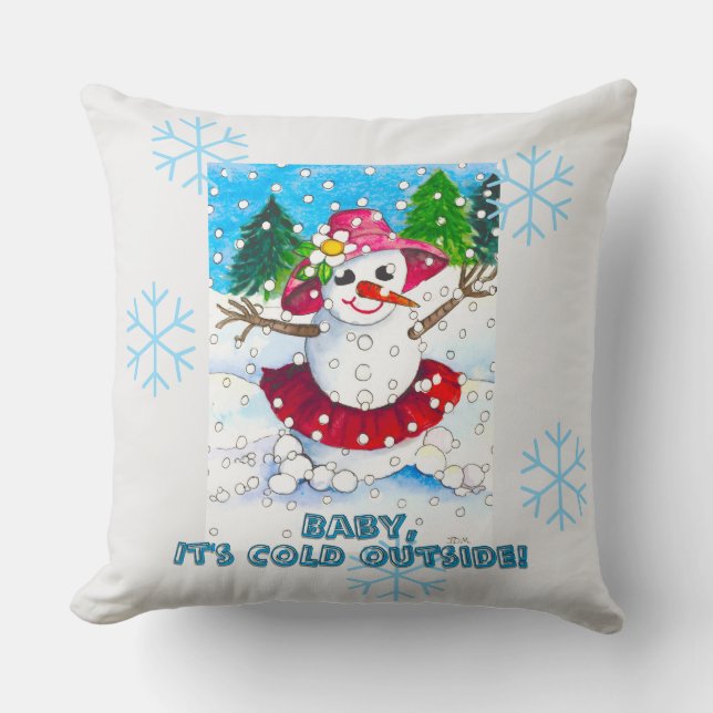 Baby it's Cold Outside 20" Throw Pillow Kissen (Vorderseite)