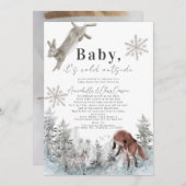Baby It's Cold Outside Animals Baby Shower by Mail Einladung (Vorne/Hinten)