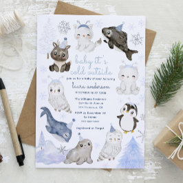 Baby It's Cold Outside Arctic Animals Baby Shower Einladung