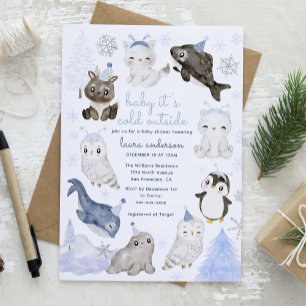 Baby It's Cold Outside Arctic Animals Baby Shower Einladung