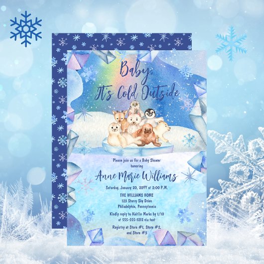 Baby It's Cold Outside Arctic Animals Baby Shower Einladung