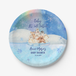 Baby It's Cold Outside Arctic Animals Baby Shower Pappteller