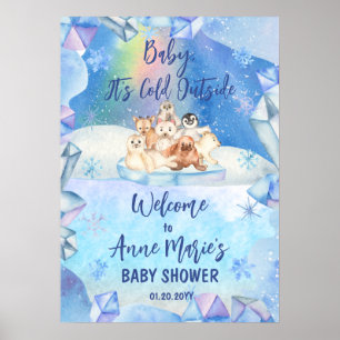 Baby It's Cold Outside Arctic Animals Baby Shower Poster