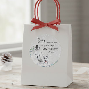 Baby It's Cold Outside Arktische Tier-Babyparty Wi Runder Aufkleber