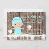 Baby its Cold Outside Baby Dusche Aquamarin Blue Einladung (Vorderseite)