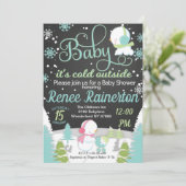 Baby It's Cold Outside Baby Dusche Chalkboard Einladung (Stehend Vorderseite)