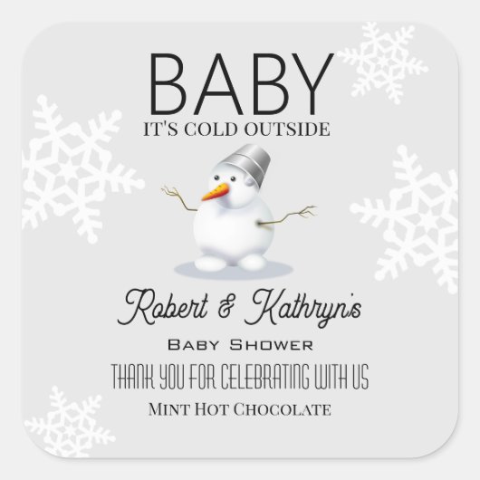 "Baby It's Cold Outside" Baby Dusche Gefallen Etik Quadratischer Aufkleber (Vorderseite)