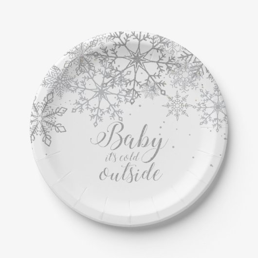 Baby it's Cold Outside Baby Showe Silber Pappteller (Vorderseite)