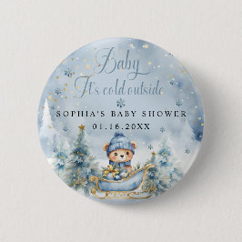 Baby It's Cold Outside Baby Shower Boy Favors Button