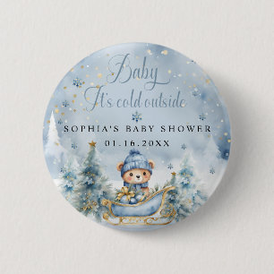 Baby It's Cold Outside Baby Shower Boy Favors Button