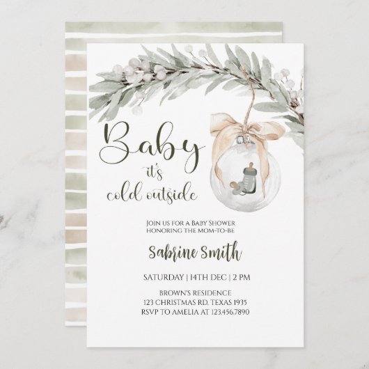 Baby it's cold outside baby shower einladung (Vorne/Hinten)