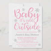 Baby It's Cold Outside Baby Shower Einladung - Pin (Vorderseite)