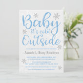 Baby It's Cold Outside Baby Shower Invite - Blue Einladung (Stehend Vorderseite)