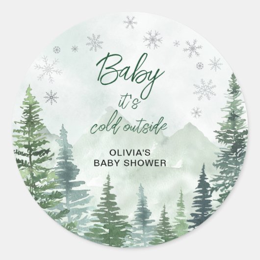 Baby it's Cold Outside Baby Shower Runder Aufkleber (Vorderseite)