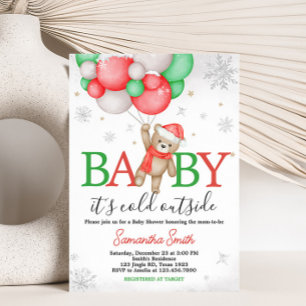 Baby It's Cold Outside Bear Balloon Baby Dusche Einladung