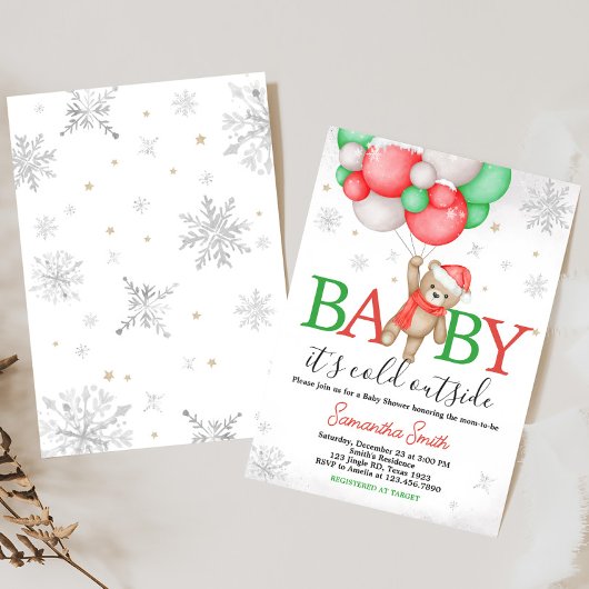 Baby It's Cold Outside Bear Balloon Baby Dusche Einladung