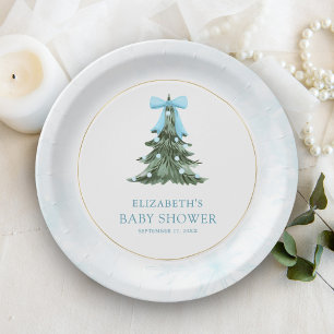 Baby It's Cold Outside Blaue Schleife Baby-Party Pappteller