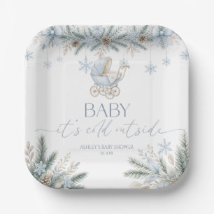 Baby It's Cold Outside Blaue Winter-Baby-Party Pappteller