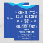 Baby It's Cold Outside Blauer Pullover Weihnachtsf Einladung (Vorne/Hinten)