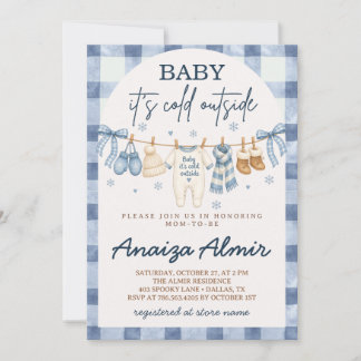 Baby It's Cold Outside Blaues Winter-Baby-Shower Einladung