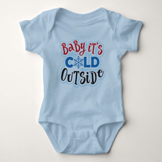 Baby It's Cold Outside Blue Baby Bodysuit Baby Strampler (Vorderseite)