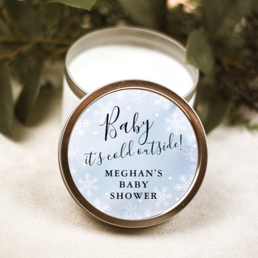 Baby It's Cold Outside Blue Baby Dusche Gefallen Runder Aufkleber