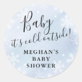 Baby It's Cold Outside Blue Baby Dusche Gefallen Runder Aufkleber (Vorderseite)