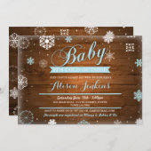 Baby It's Cold Outside Blue Baby Dusche laden Einladung (Vorne/Hinten)