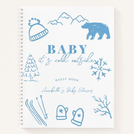 Baby It's Cold Outside Blue Baby Shower Guest Book Notizblock (Vorderseite)