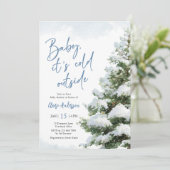 Baby It's Cold Outside Blue Baby Shower Invitation Einladung (Stehend Vorderseite)