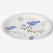 Baby It's Cold Outside Blue Beanie Boy Baby Shower Pappteller (Schrägansicht)
