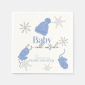 Baby It's Cold Outside Blue Beanie Boy Baby Shower Serviette (Vorderseite)
