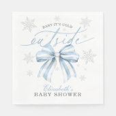 Baby It's Cold Outside Blue Bow Winter Baby Dusche Serviette (Vorderseite)